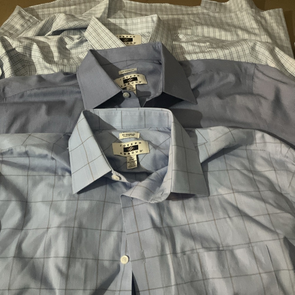 Joseph Abboud Dress Shirts (Lot of 3) Mens 16.5 34/35 Plaid Egyptian Cotton